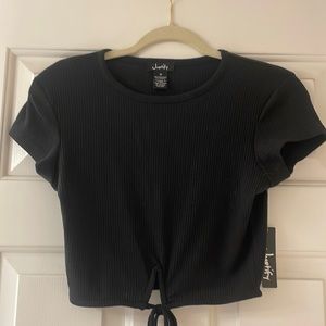 Black Shirt With Tie Bottom